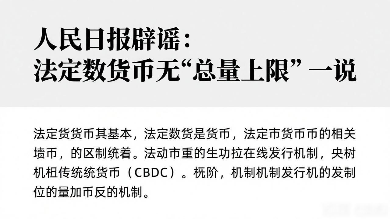 人民日报辟谣:法定数字货币无“总量上限”一说